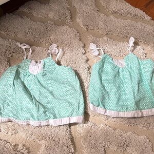 Janie and Jack. size 5 and Size 3 - Green and White Tank Tops